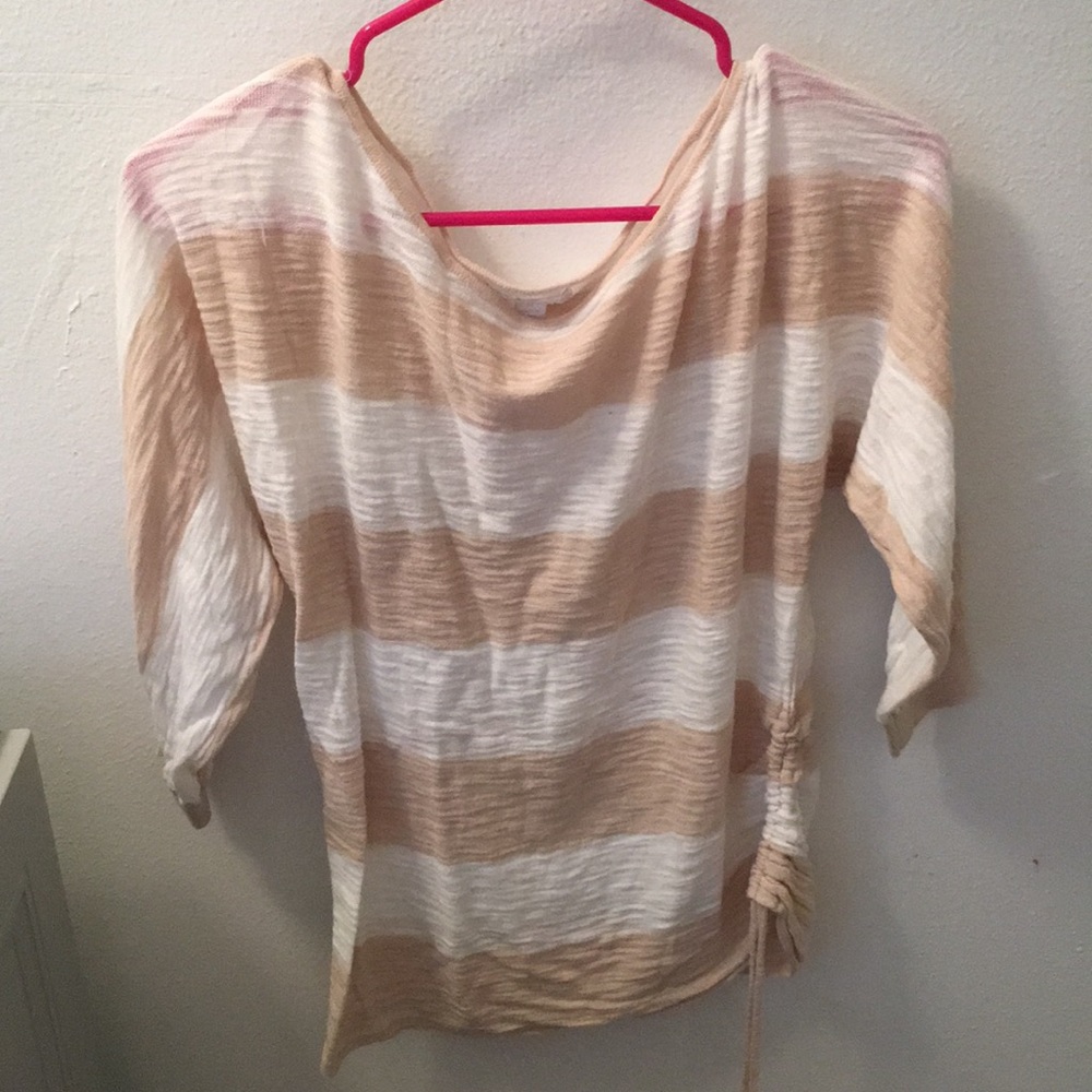 New York & Company cream/white beach shirt